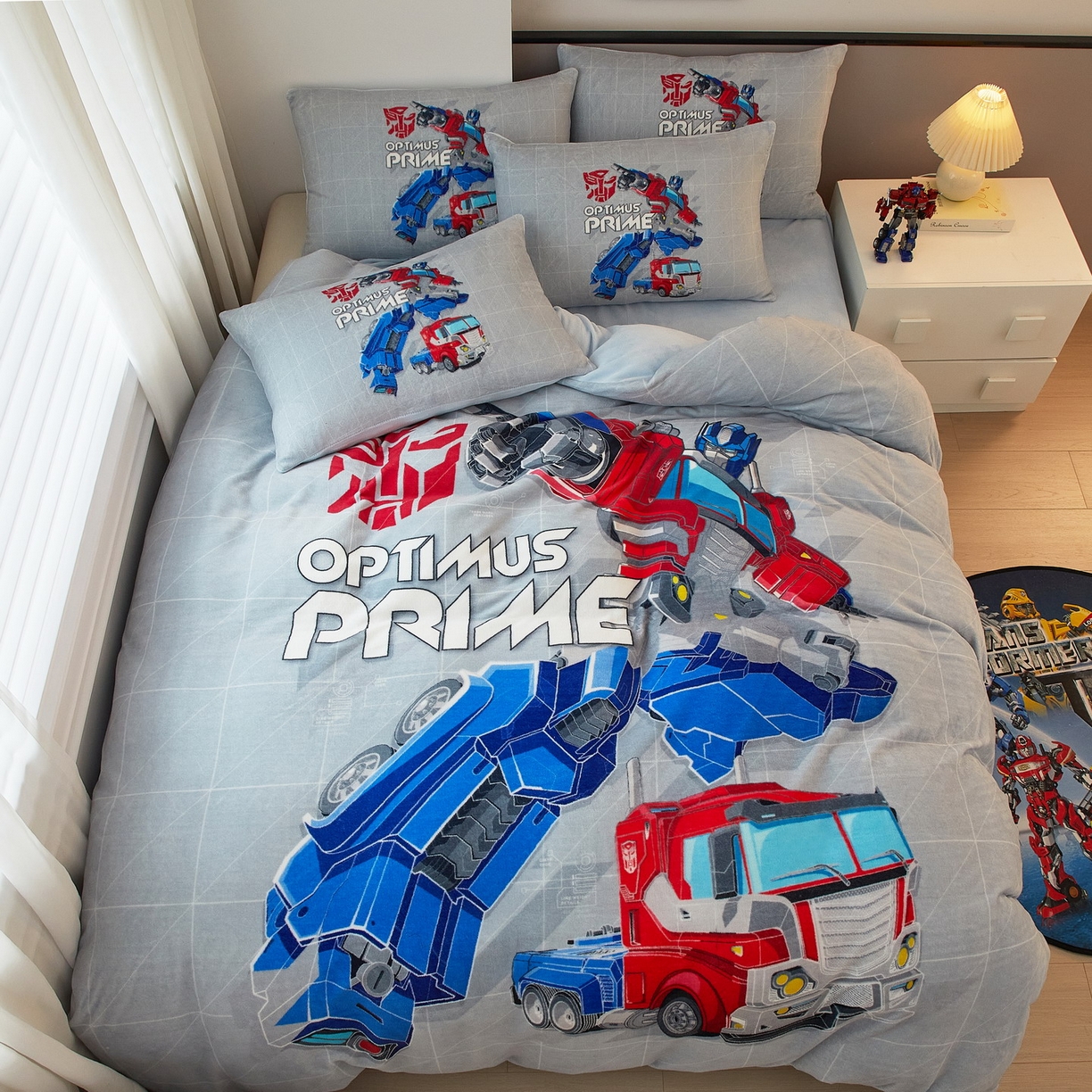 91家纺网 家纺一手货源 找家纺 （总）蘭菲家纺 2025新款变形金刚牛奶绒四件套