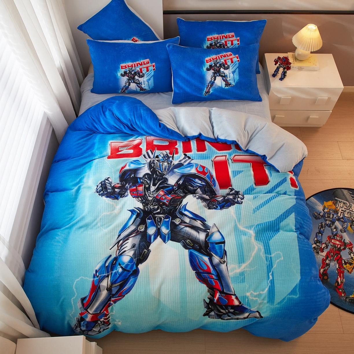 91家纺网 家纺一手货源 找家纺 （总）蘭菲家纺 2025新款变形金刚牛奶绒四件套