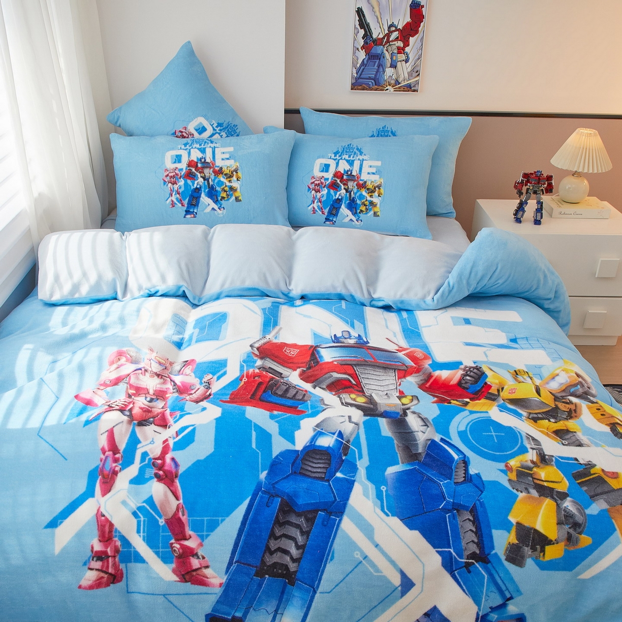 91家纺网 家纺一手货源 找家纺 蘭菲家纺 2025新款变形金刚牛奶绒四件套 1号