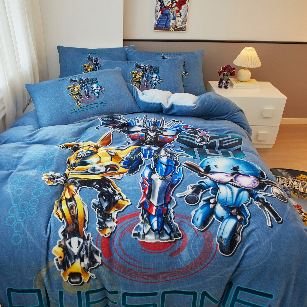 91家纺网 家纺一手货源 找家纺 蘭菲家纺 2025新款变形金刚牛奶绒四件套 2号