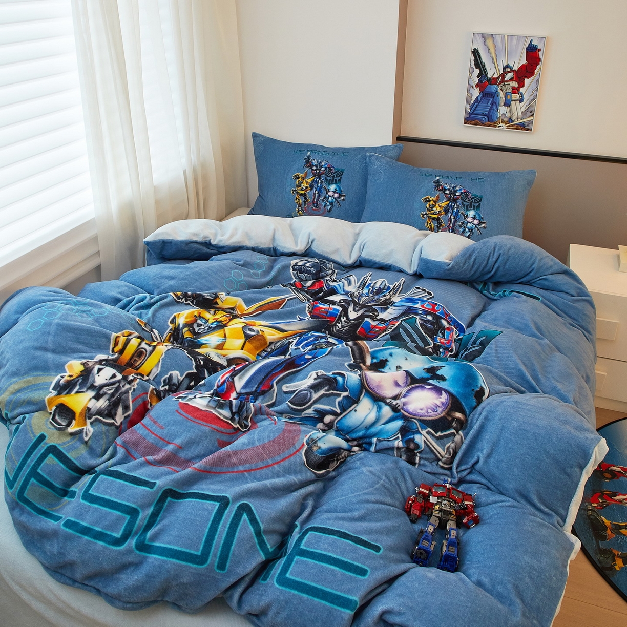 91家纺网 家纺一手货源 找家纺 蘭菲家纺 2025新款变形金刚牛奶绒四件套 2号