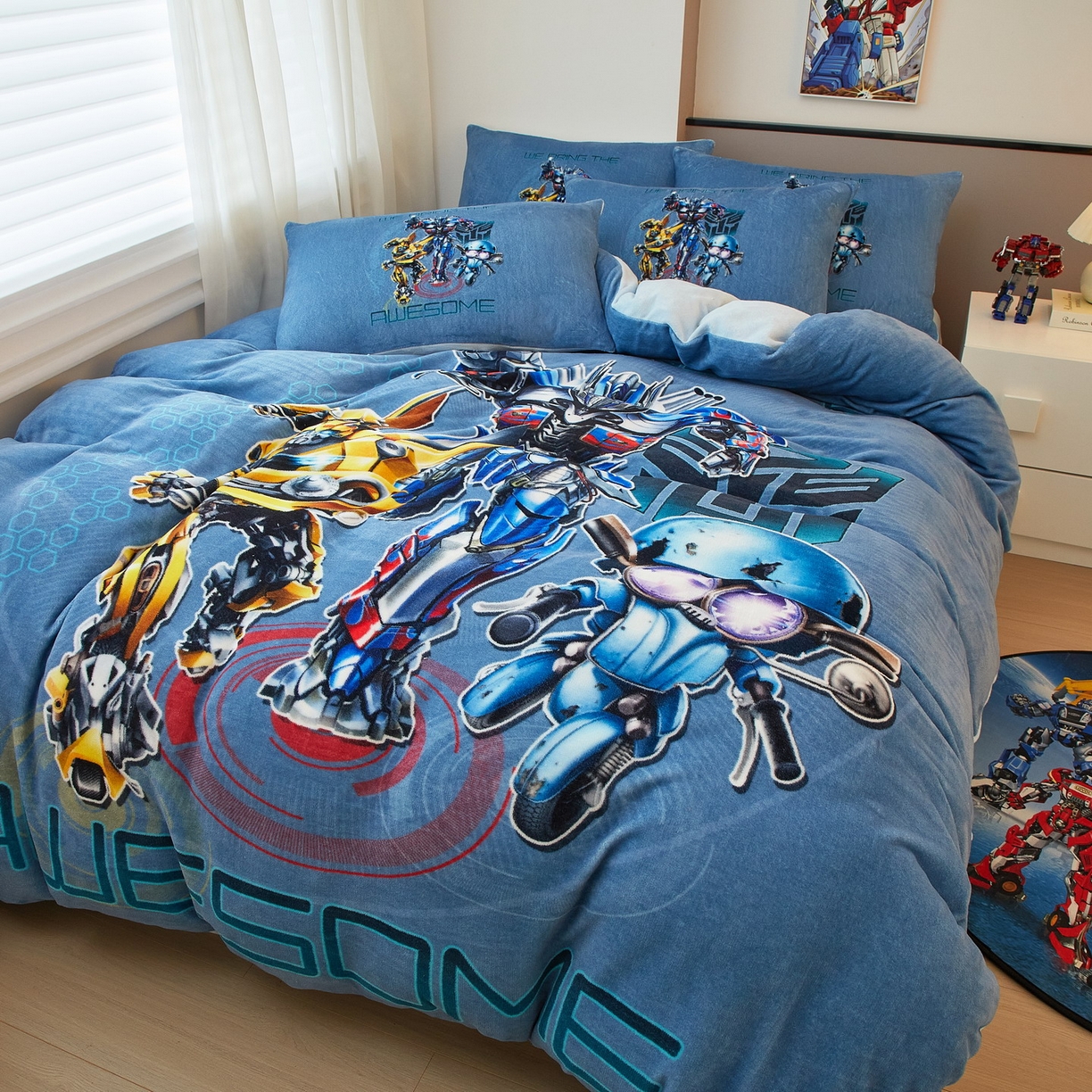 91家纺网 家纺一手货源 找家纺 蘭菲家纺 2025新款变形金刚牛奶绒四件套 2号