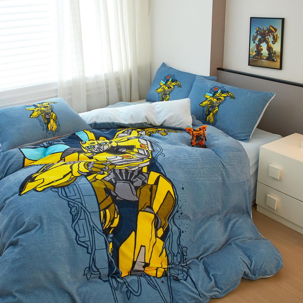 91家纺网 家纺一手货源 找家纺 蘭菲家纺 2025新款变形金刚牛奶绒四件套 3号