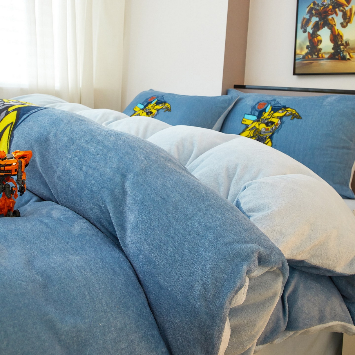 91家纺网 家纺一手货源 找家纺 蘭菲家纺 2025新款变形金刚牛奶绒四件套 3号