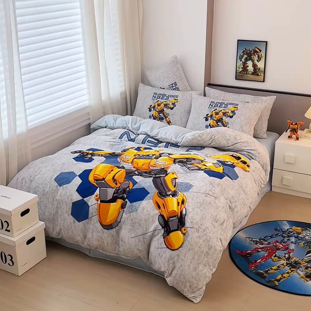 91家纺网 家纺一手货源 找家纺 蘭菲家纺 2025新款变形金刚牛奶绒四件套 4号