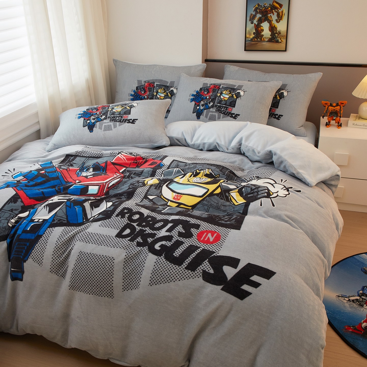 91家纺网 家纺一手货源 找家纺 蘭菲家纺 2025新款变形金刚牛奶绒四件套 5号