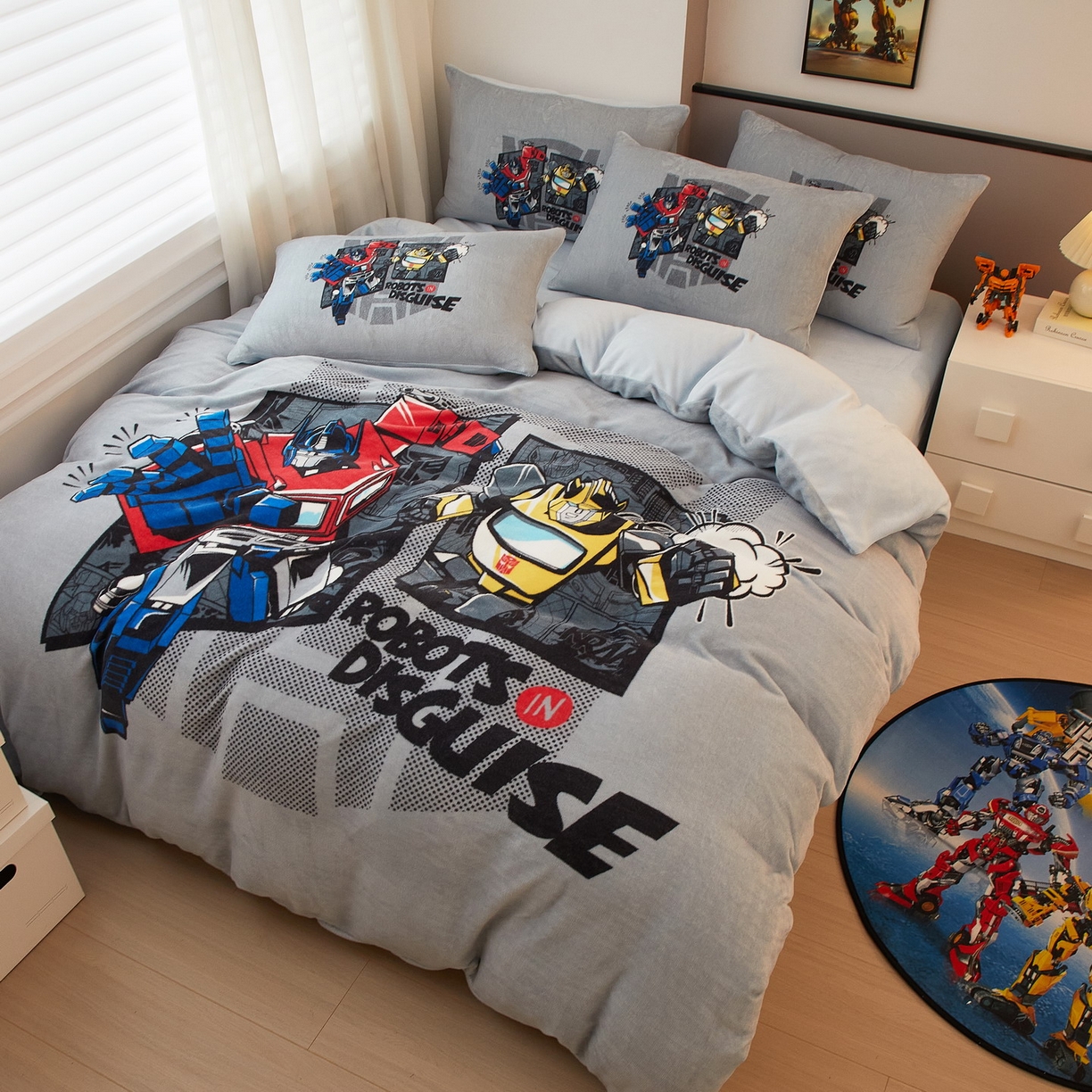 91家纺网 家纺一手货源 找家纺 蘭菲家纺 2025新款变形金刚牛奶绒四件套 5号