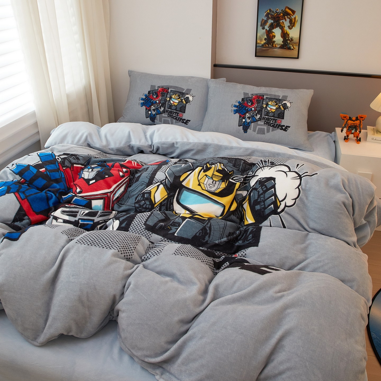 91家纺网 家纺一手货源 找家纺 蘭菲家纺 2025新款变形金刚牛奶绒四件套 5号