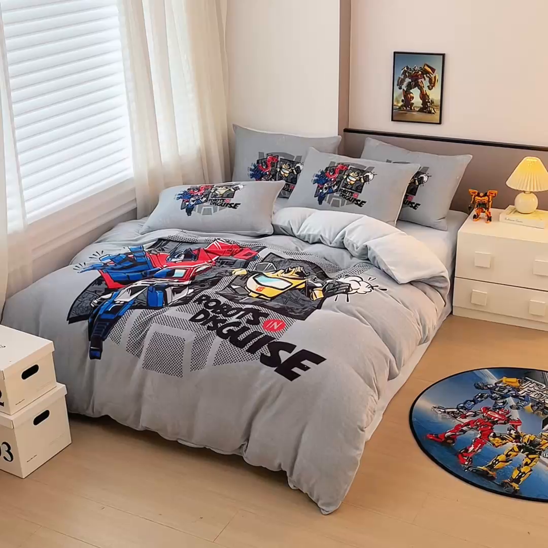 91家纺网 家纺一手货源 找家纺 蘭菲家纺 2025新款变形金刚牛奶绒四件套 5号