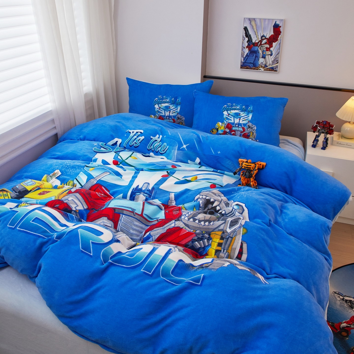 91家纺网 家纺一手货源 找家纺 蘭菲家纺 2025新款变形金刚牛奶绒四件套 7号