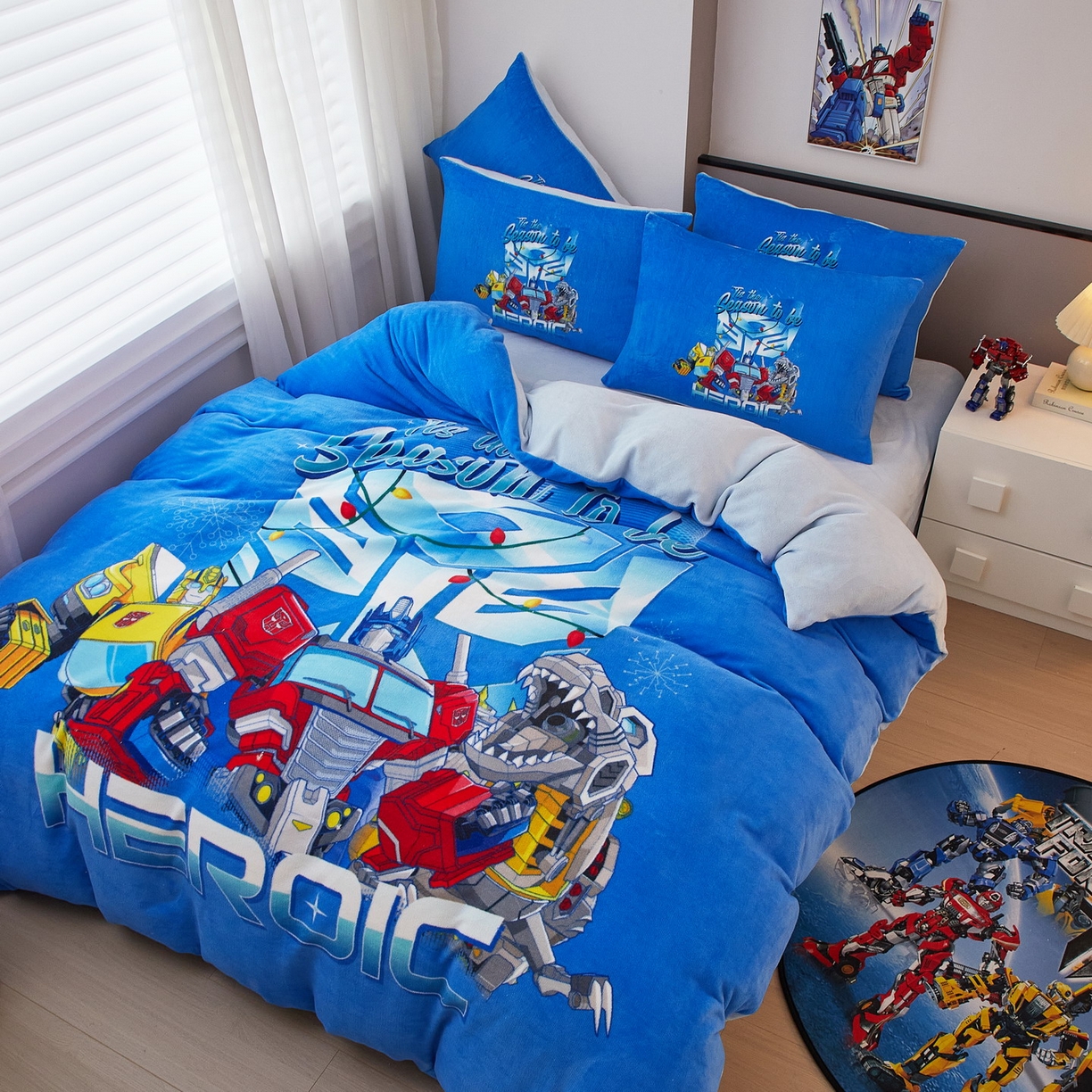 91家纺网 家纺一手货源 找家纺 蘭菲家纺 2025新款变形金刚牛奶绒四件套 7号