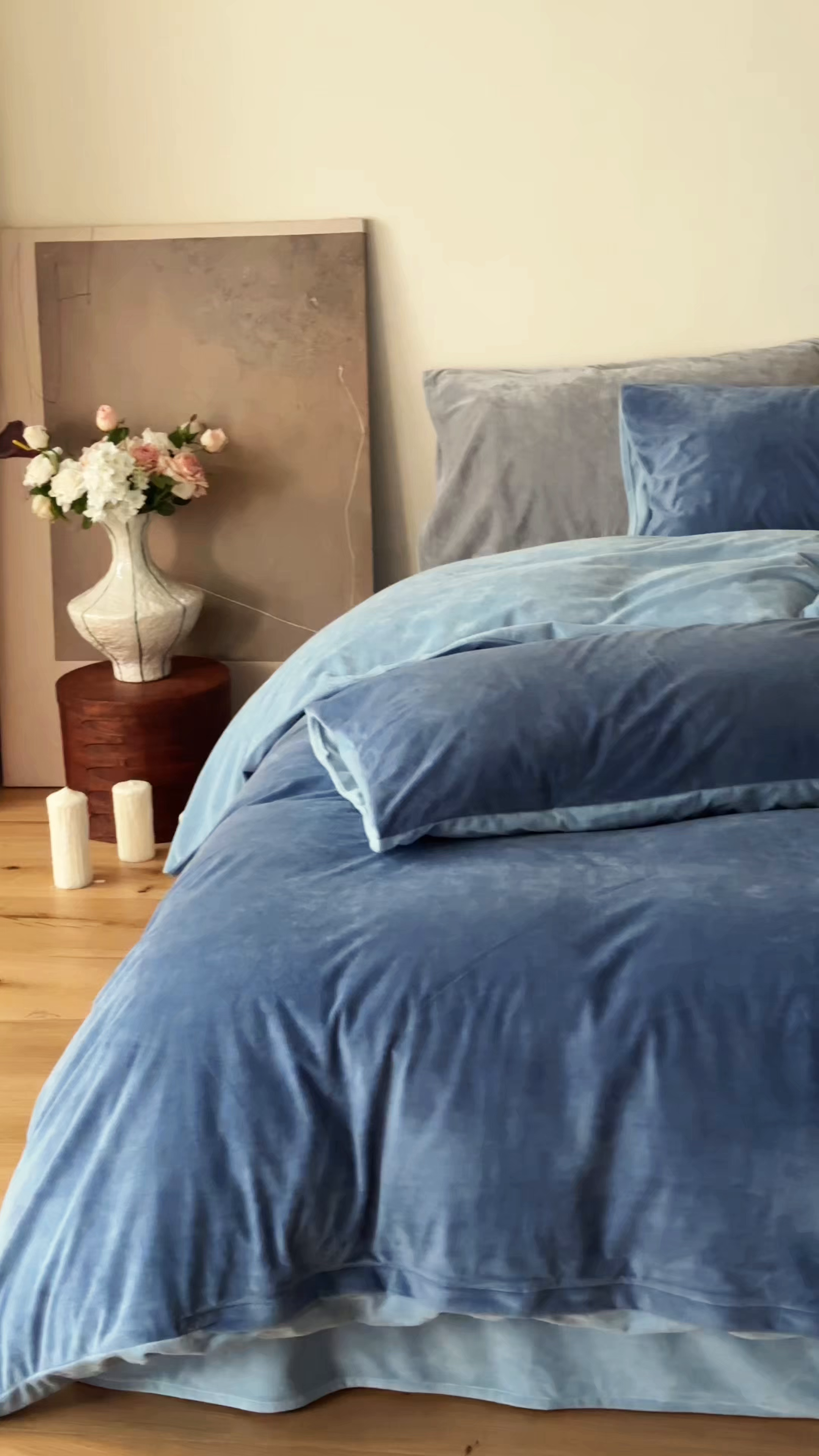 91家纺网 家纺一手货源 找家纺 121 2025新款轻奢新法式德芙绒宝宝绒婴儿绒短毛绒牛奶绒四件套床单被套 魅蓝水蓝