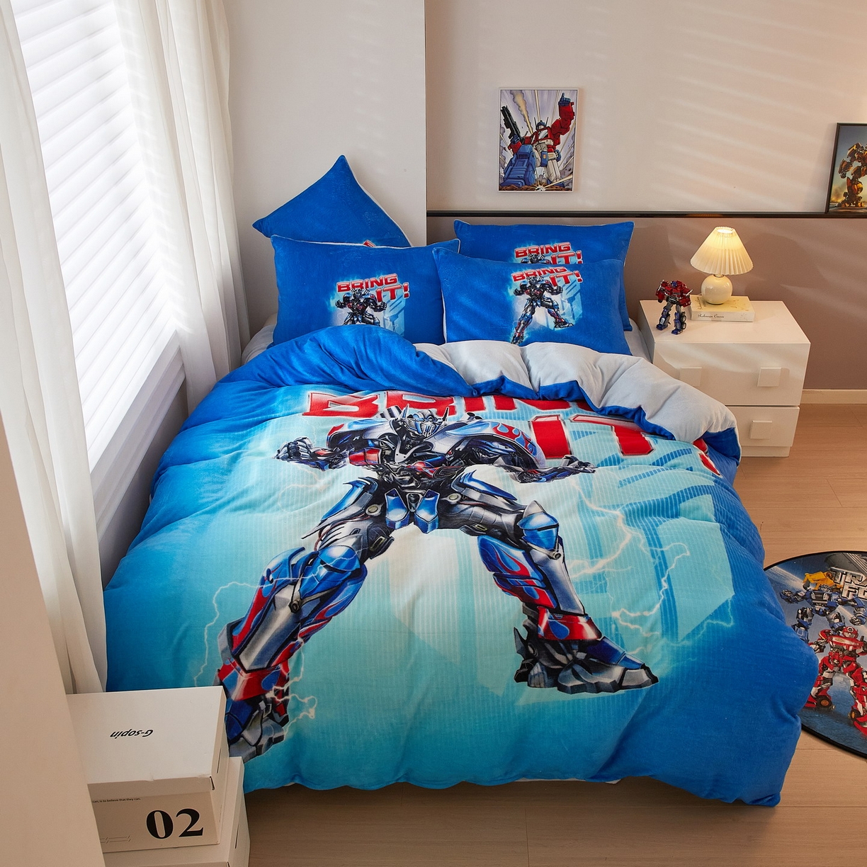 91家纺网 家纺一手货源 找家纺 蘭菲家纺 2025新款变形金刚牛奶绒四件套 8号