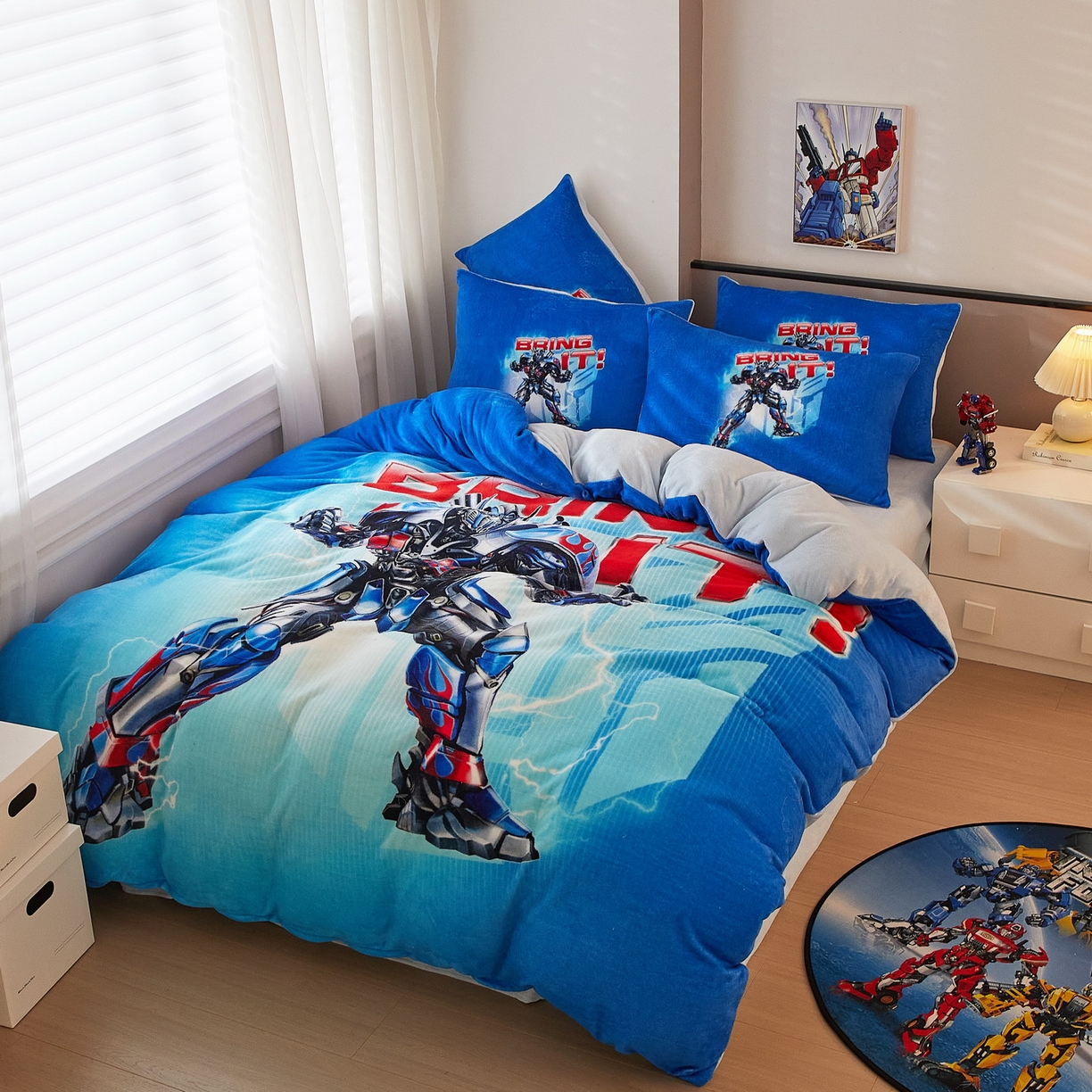 91家纺网 家纺一手货源 找家纺 蘭菲家纺 2025新款变形金刚牛奶绒四件套 8号