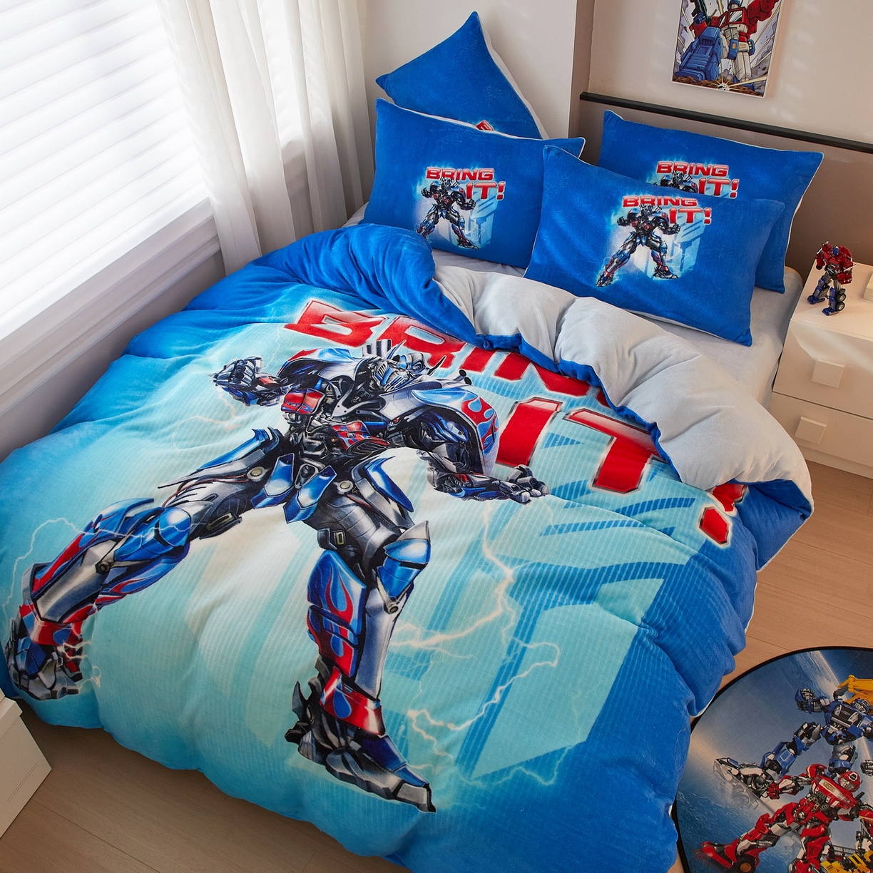 91家纺网 家纺一手货源 找家纺 蘭菲家纺 2025新款变形金刚牛奶绒四件套 8号