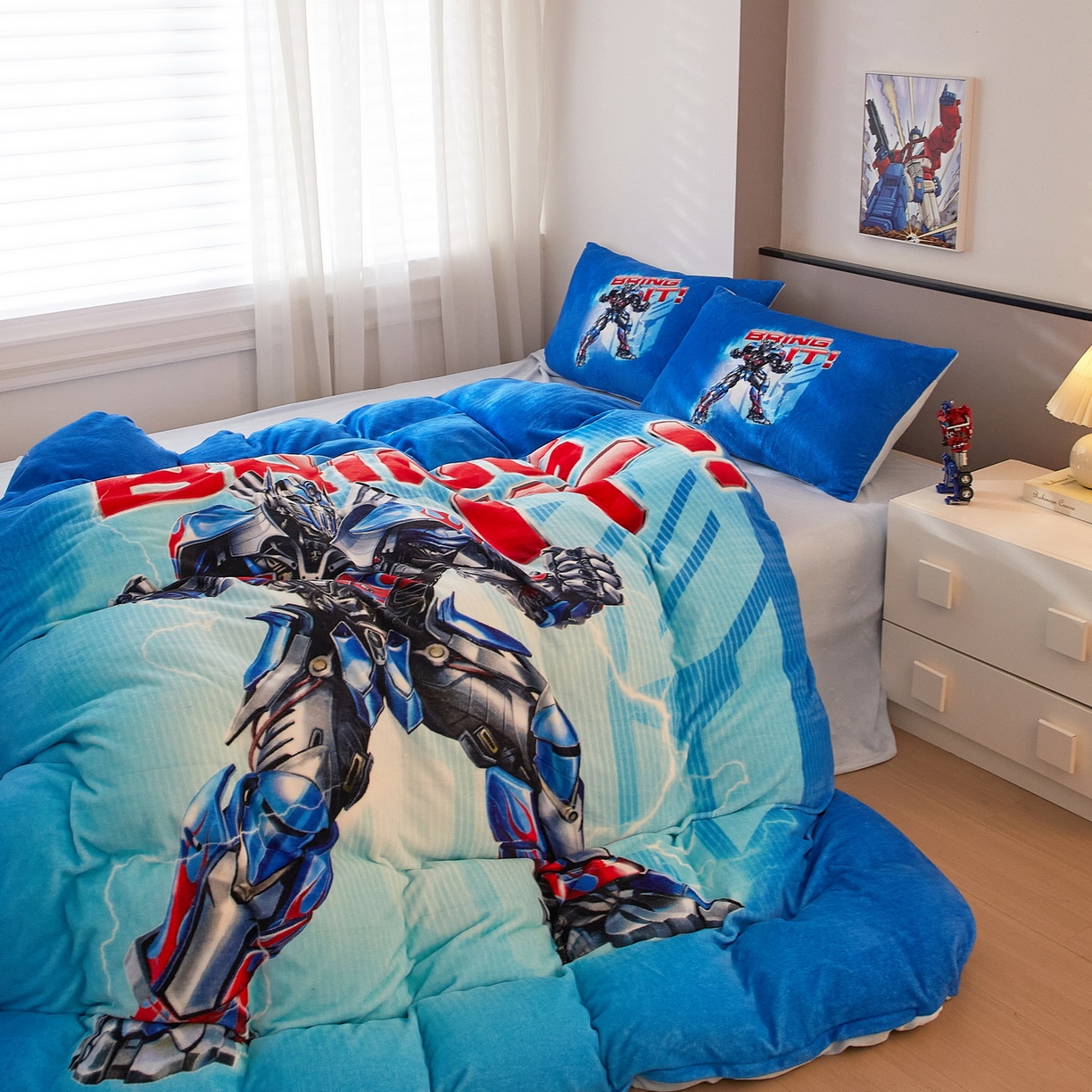 91家纺网 家纺一手货源 找家纺 蘭菲家纺 2025新款变形金刚牛奶绒四件套 8号