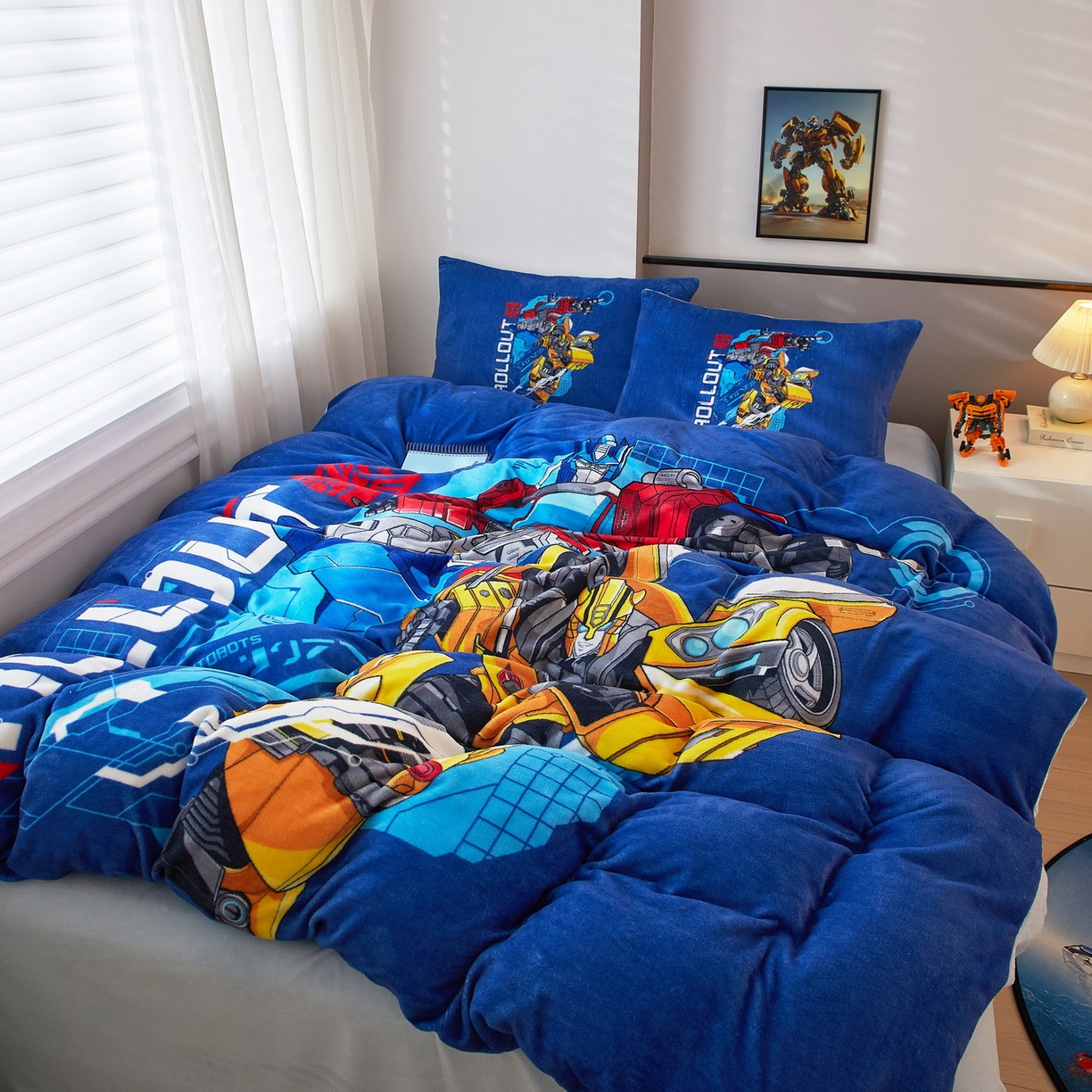 91家纺网 家纺一手货源 找家纺 蘭菲家纺 2025新款变形金刚牛奶绒四件套 10号