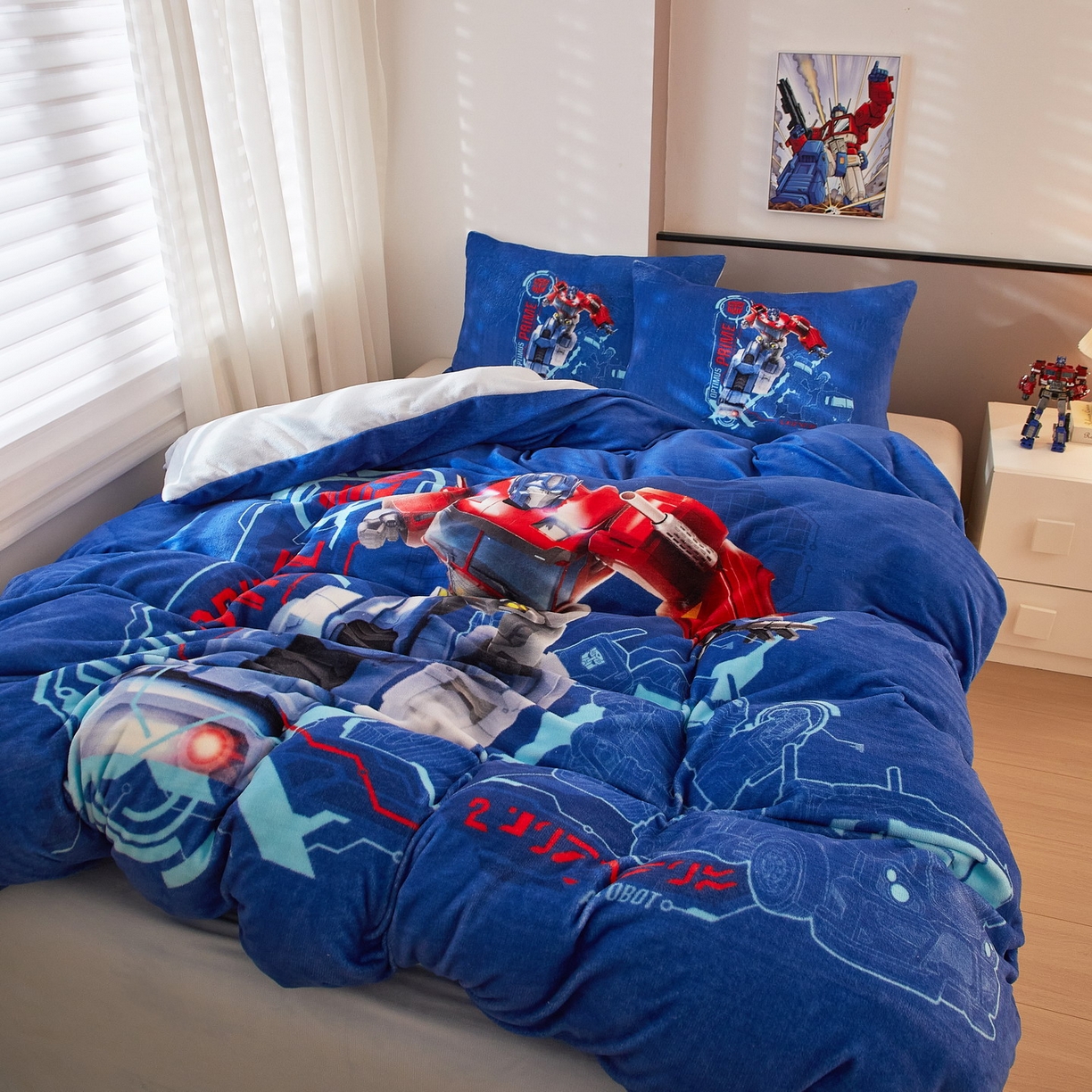 91家纺网 家纺一手货源 找家纺 蘭菲家纺 2025新款变形金刚牛奶绒四件套 12号