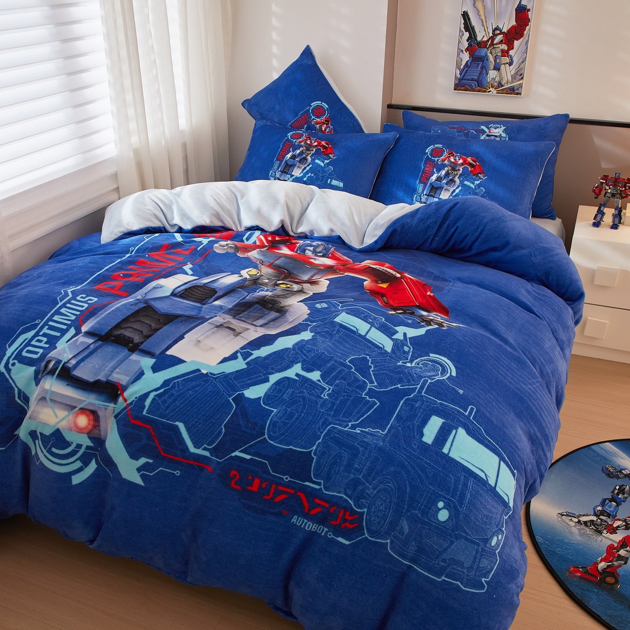 91家纺网 家纺一手货源 找家纺 蘭菲家纺 2025新款变形金刚牛奶绒四件套 12号