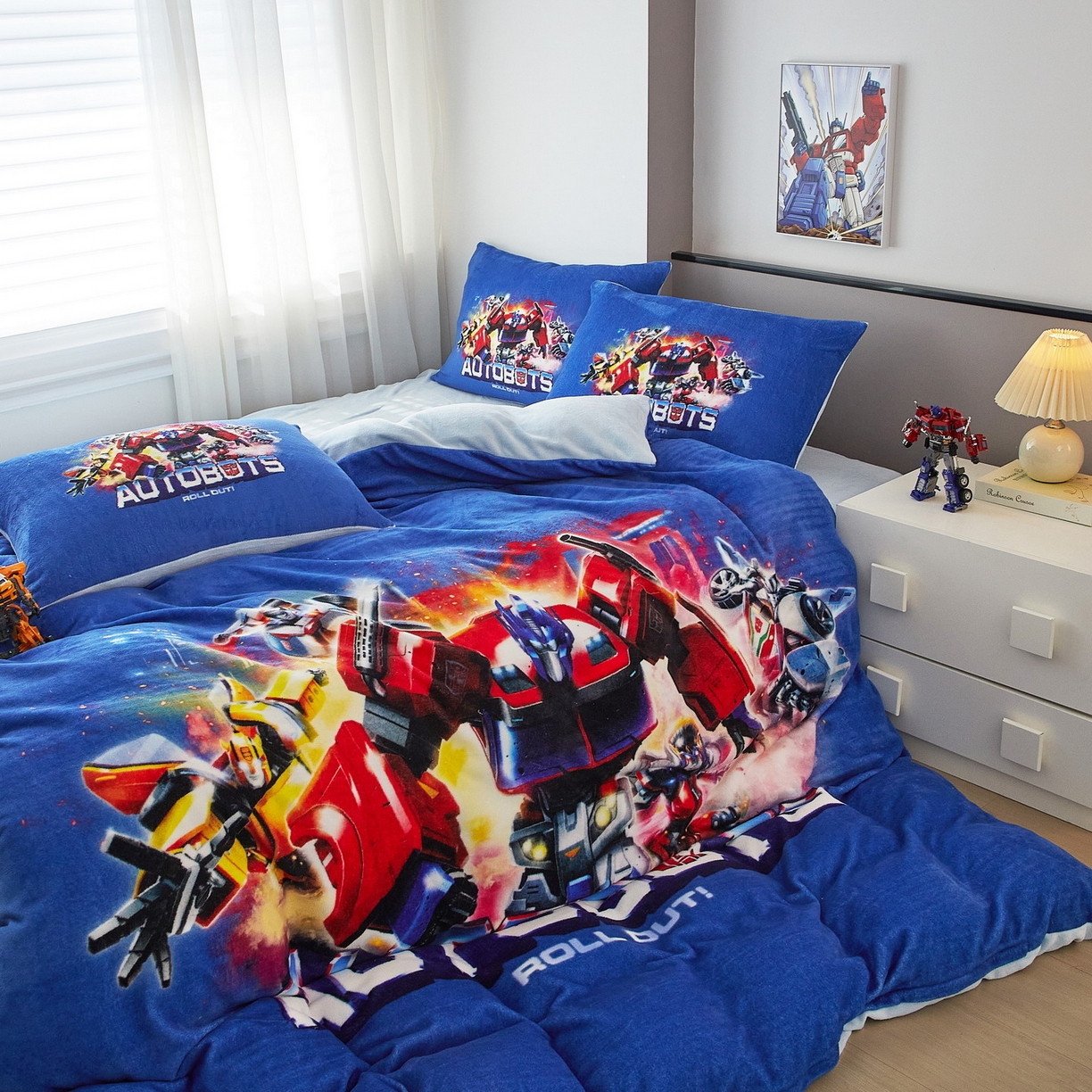 91家纺网 家纺一手货源 找家纺 蘭菲家纺 2025新款变形金刚牛奶绒四件套 13号