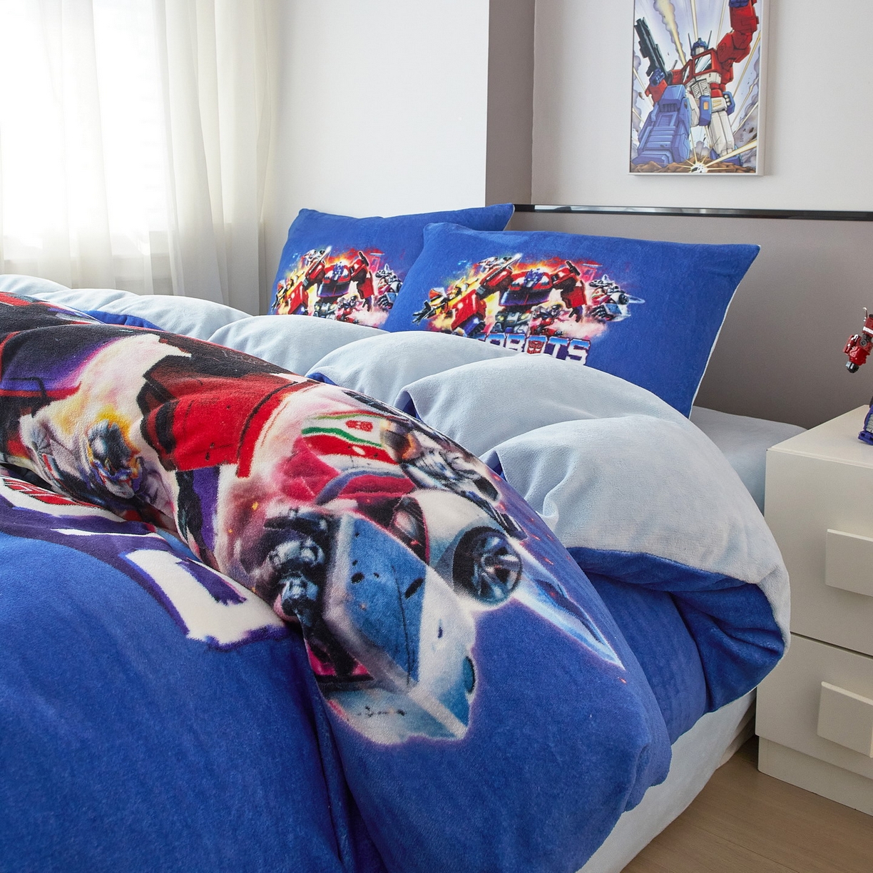 91家纺网 家纺一手货源 找家纺 蘭菲家纺 2025新款变形金刚牛奶绒四件套 13号