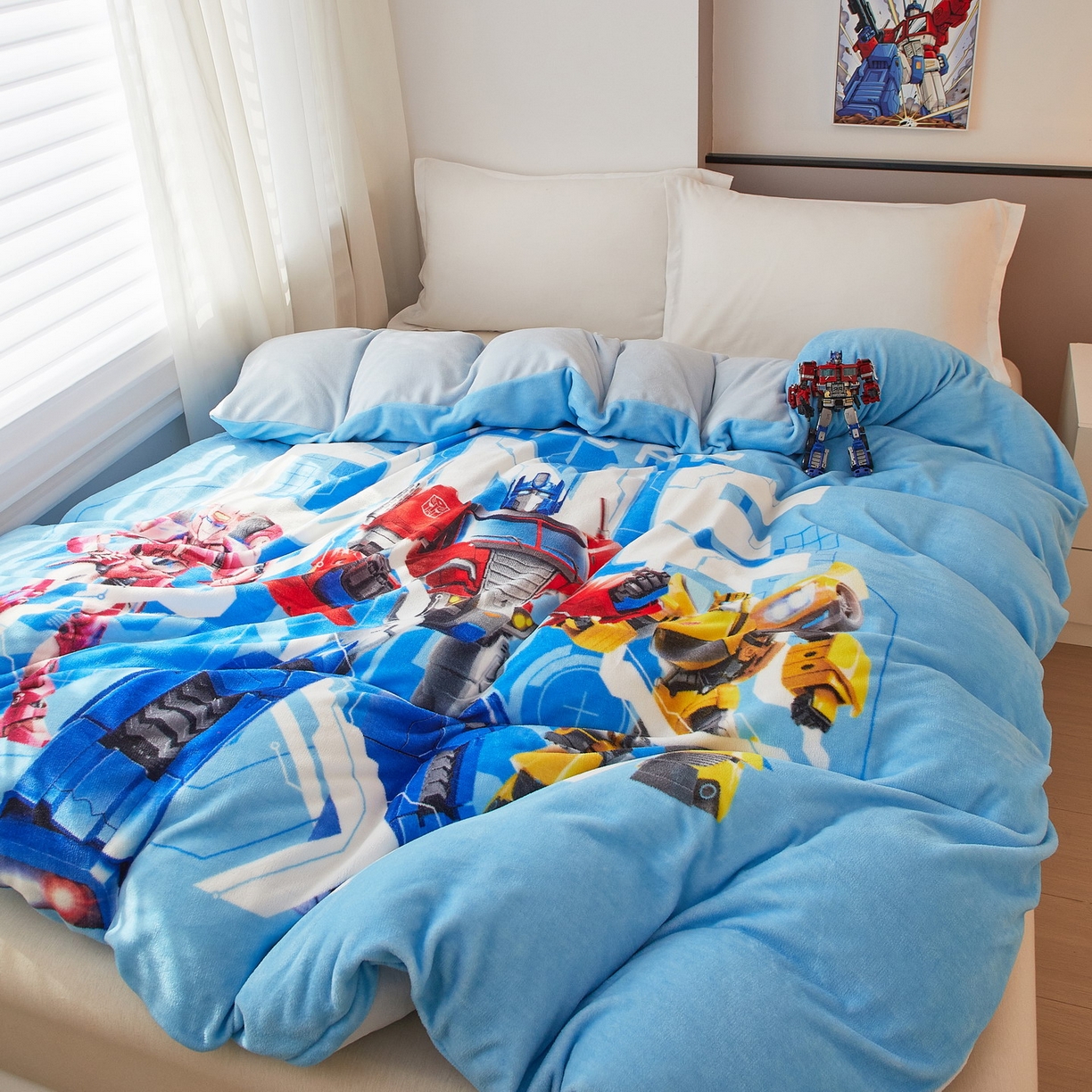 91家纺网 家纺一手货源 找家纺 （总）蘭菲家纺 2025新款变形金刚牛奶绒单被套