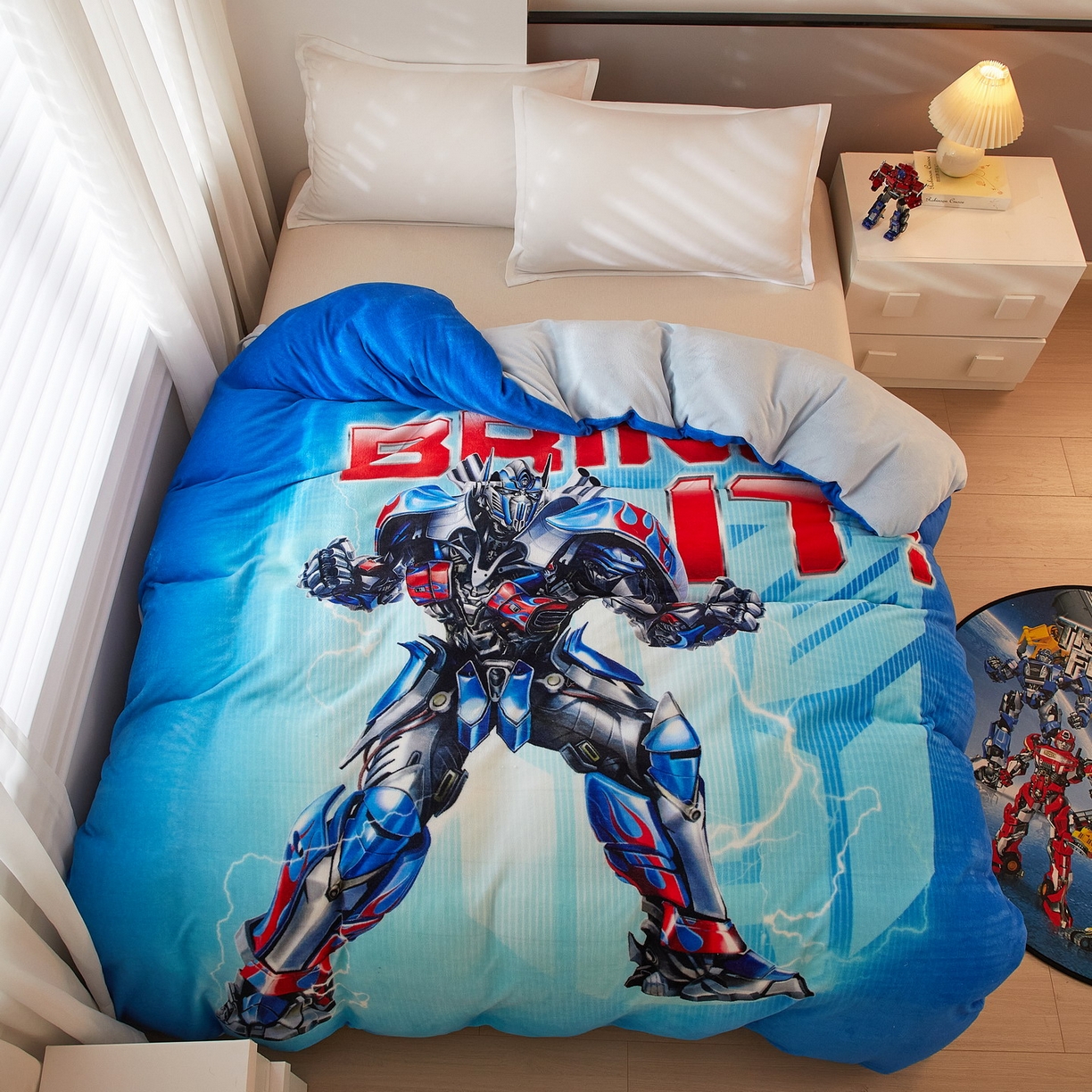 91家纺网 家纺一手货源 找家纺 （总）蘭菲家纺 2025新款变形金刚牛奶绒单被套