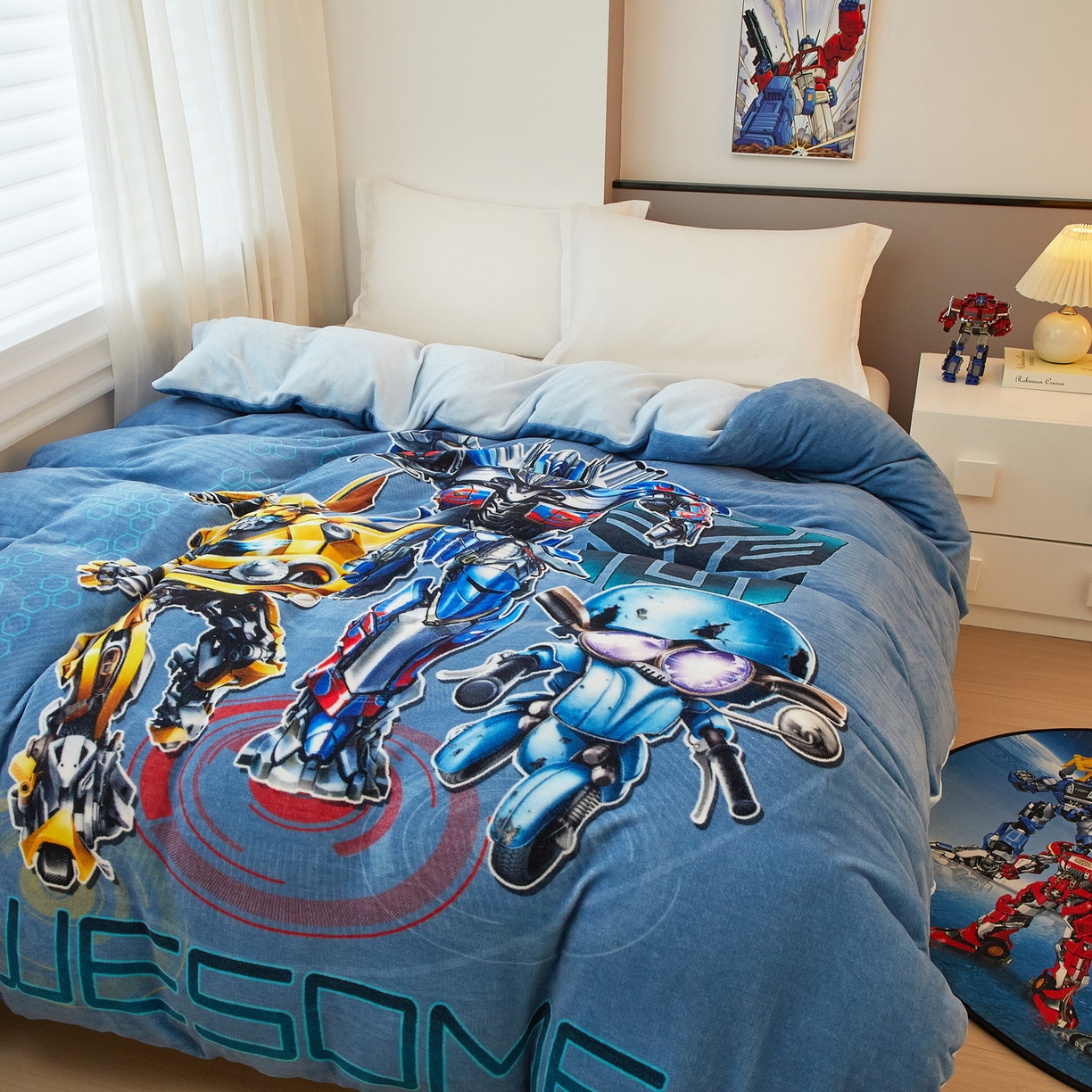 91家纺网 家纺一手货源 找家纺 蘭菲家纺 2025新款变形金刚牛奶绒单被套 2号