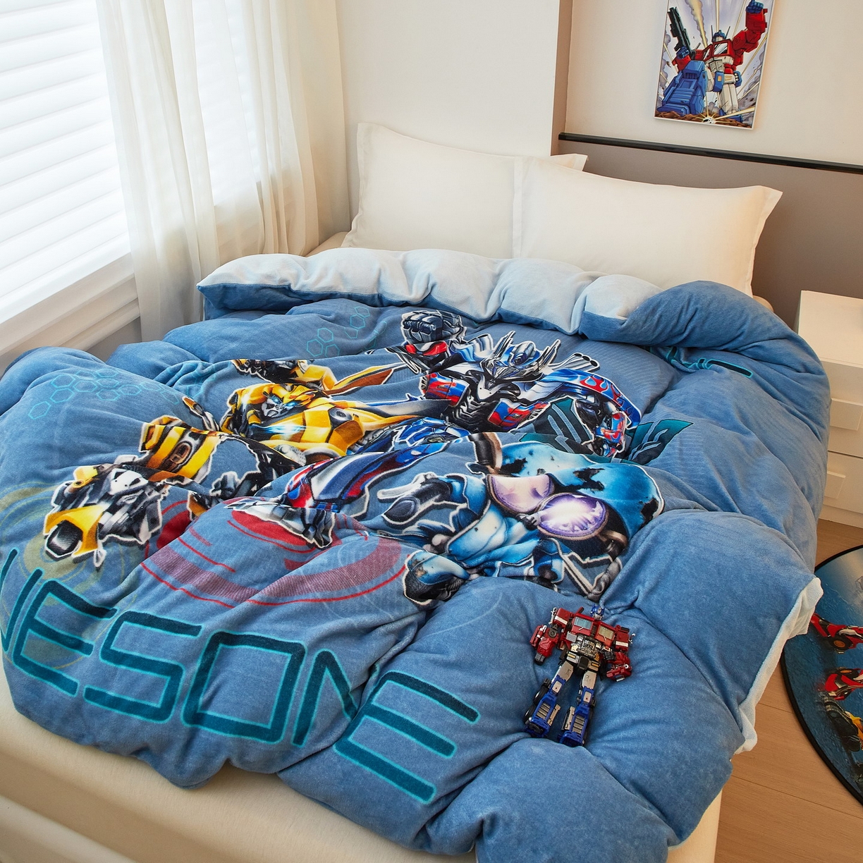 91家纺网 家纺一手货源 找家纺 蘭菲家纺 2025新款变形金刚牛奶绒单被套 2号