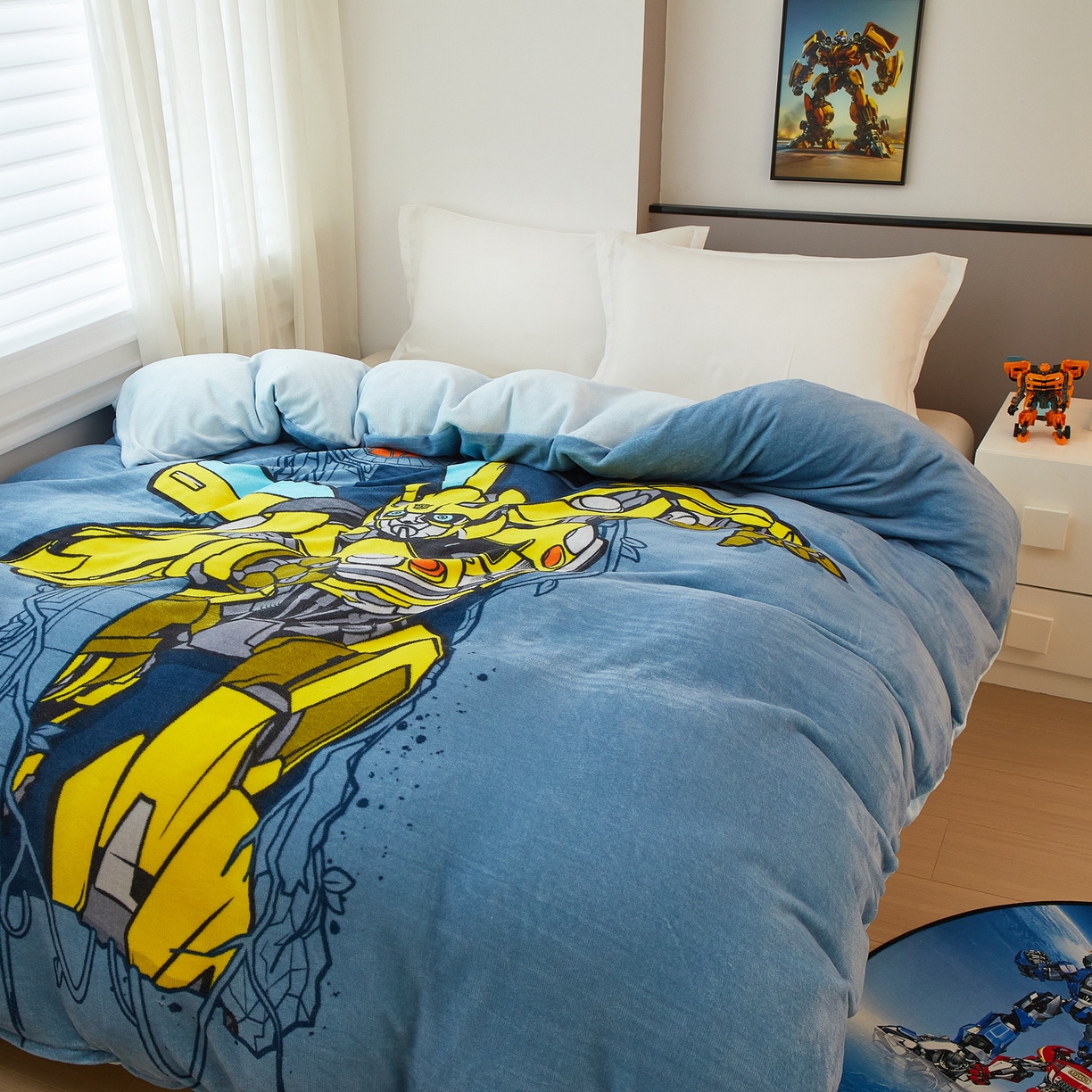 91家纺网 家纺一手货源 找家纺 蘭菲家纺 2025新款变形金刚牛奶绒单被套 3号