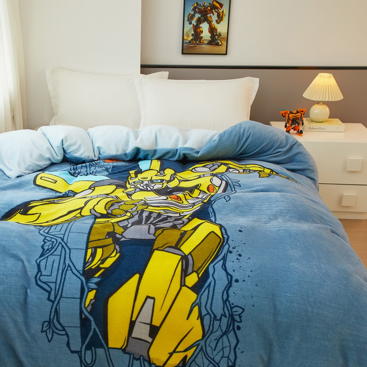 91家纺网 家纺一手货源 找家纺 蘭菲家纺 2025新款变形金刚牛奶绒单被套 3号