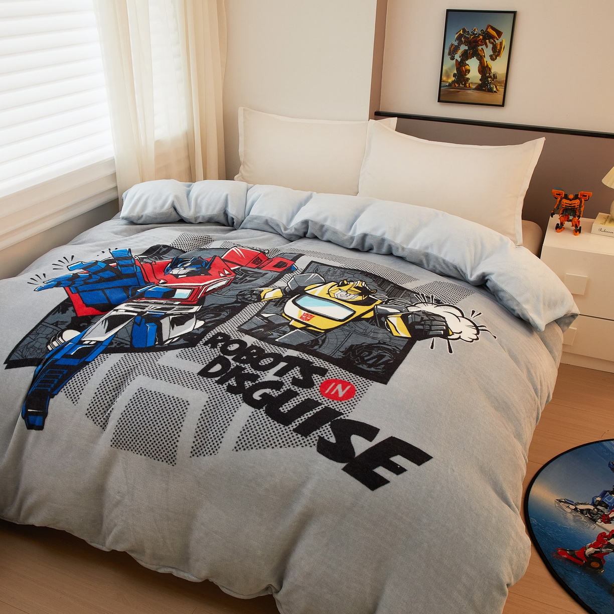 91家纺网 家纺一手货源 找家纺 蘭菲家纺 2025新款变形金刚牛奶绒单被套 5号