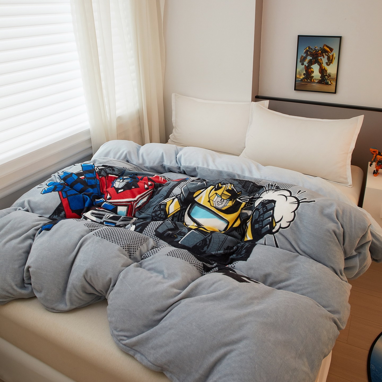 91家纺网 家纺一手货源 找家纺 蘭菲家纺 2025新款变形金刚牛奶绒单被套 5号