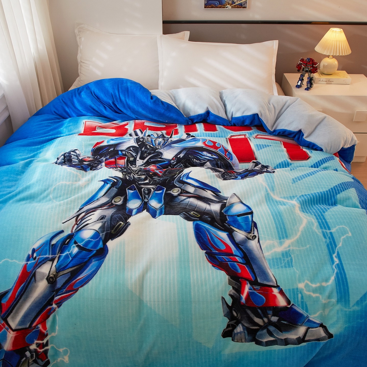 91家纺网 家纺一手货源 找家纺 蘭菲家纺 2025新款变形金刚牛奶绒单被套 8号