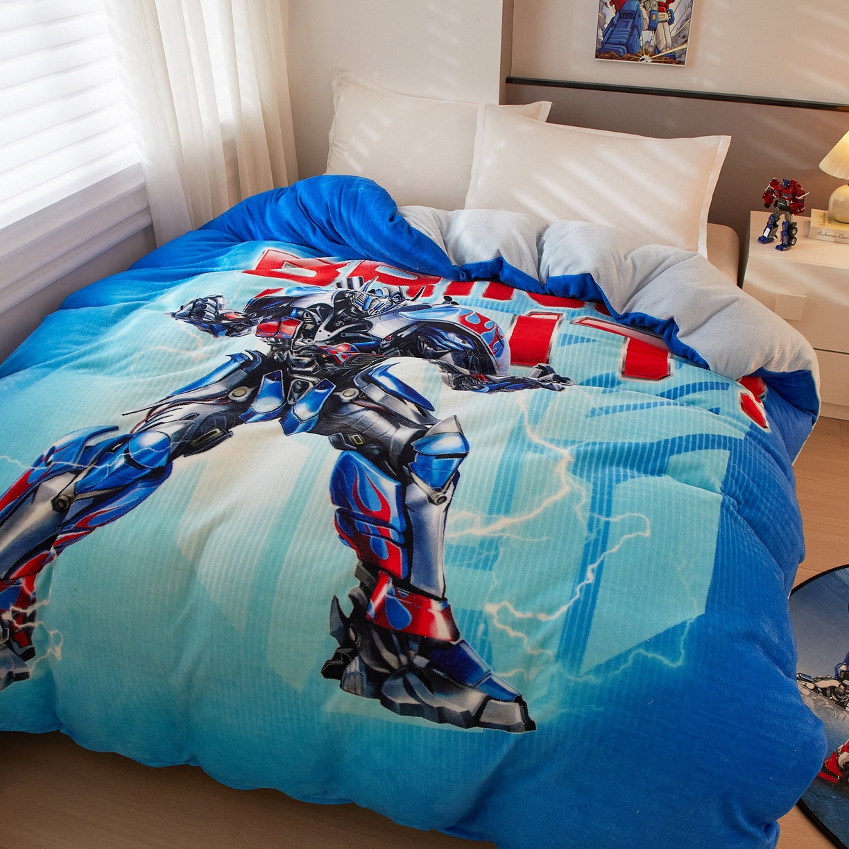 91家纺网 家纺一手货源 找家纺 蘭菲家纺 2025新款变形金刚牛奶绒单被套 8号