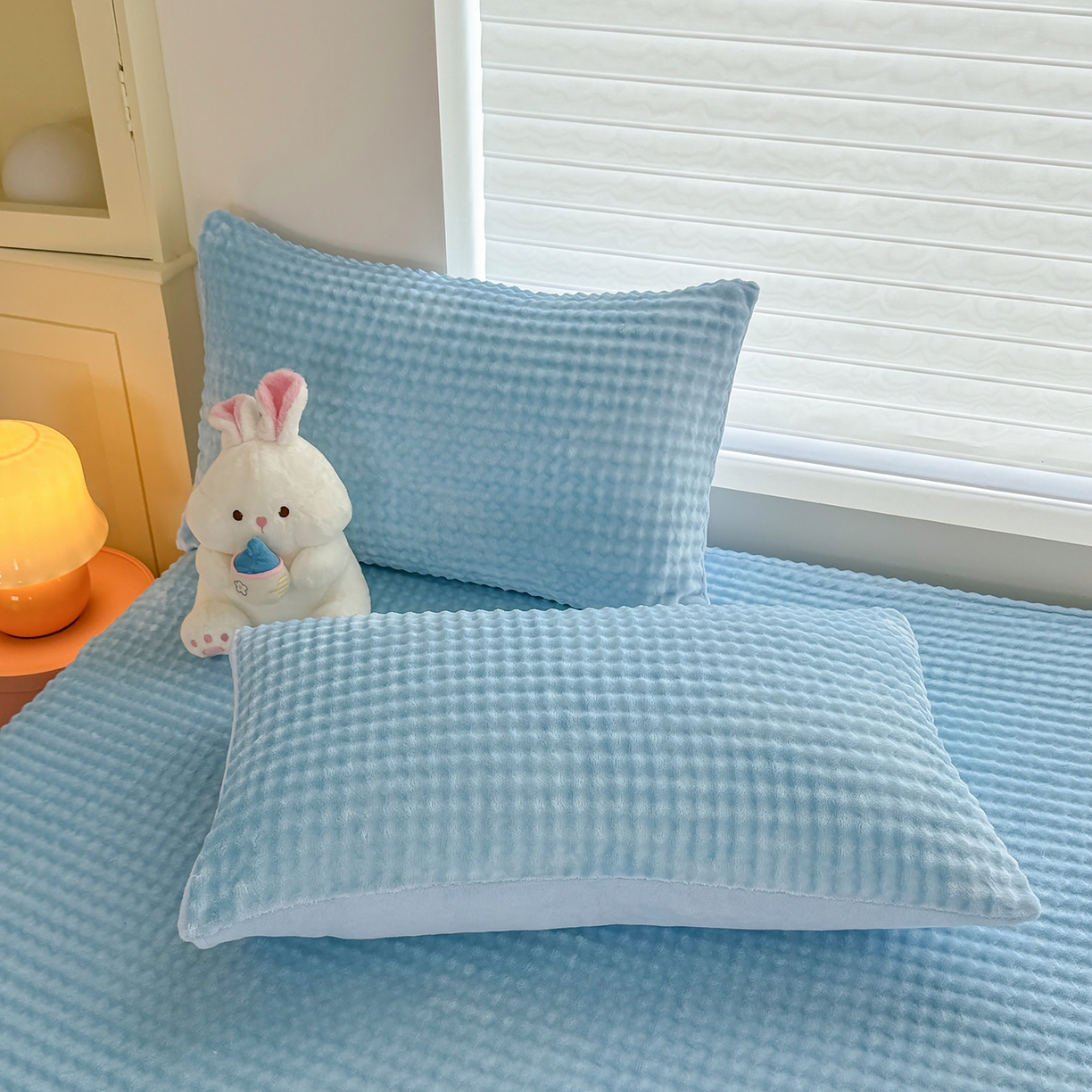 91家纺网 家纺一手货源 找家纺 （总）十一家居 2025年新款A类高克重仿兔毛泡泡绒单床笠单品床笠床笠单件