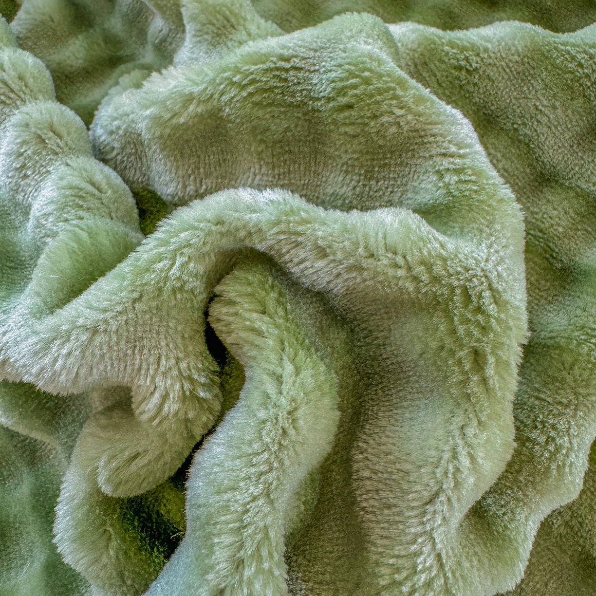 91家纺网 家纺一手货源 找家纺 十一家居 2025年新款A类高克重仿兔毛泡泡绒单床笠单品床笠床笠单件 青草绿