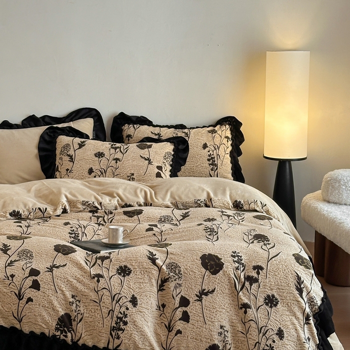 91家纺网 家纺一手货源 找家纺 （总）云上 2025新款亲肤舒适法式雕花牛奶绒四件套系列