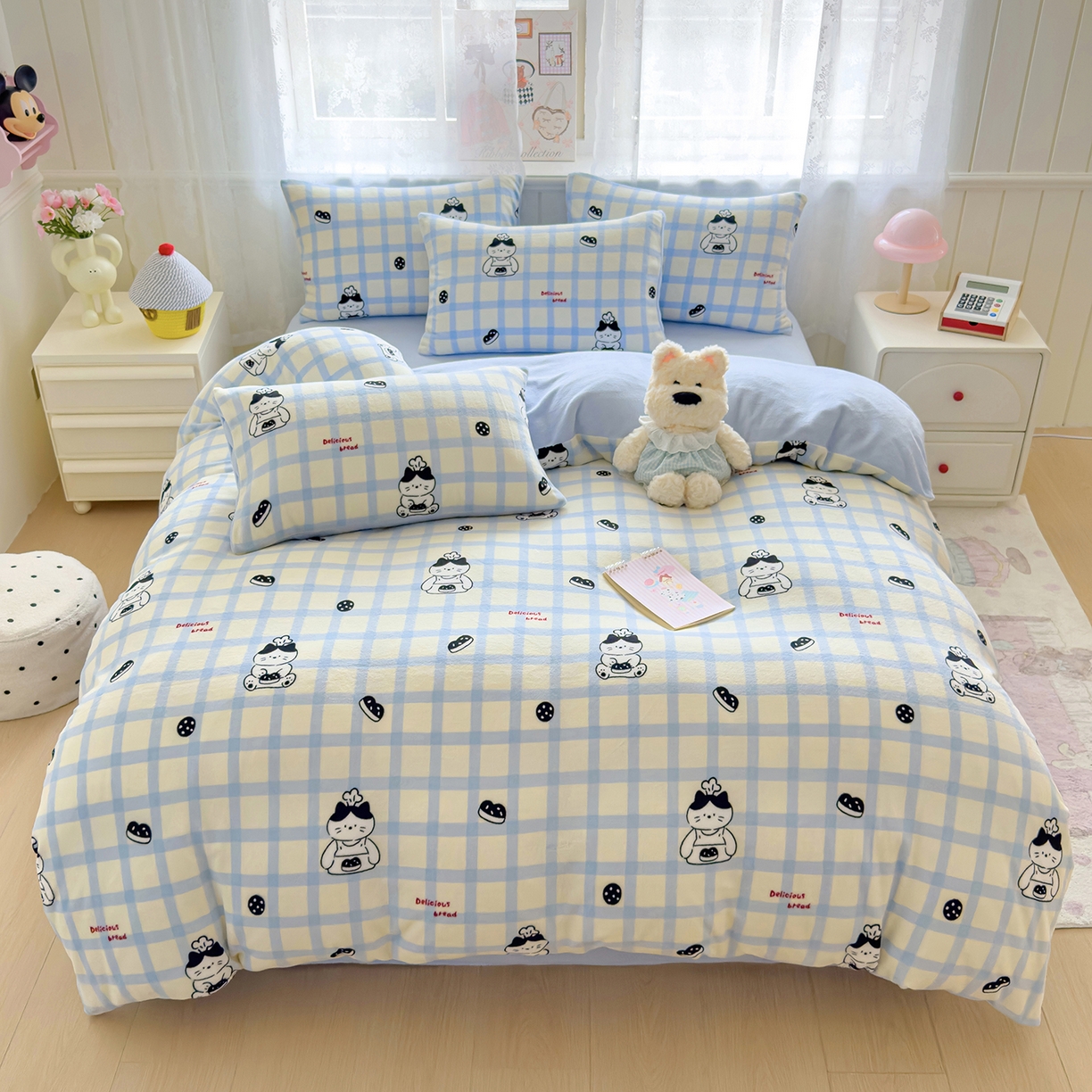 91家纺网 家纺一手货源 找家纺 灿哈家纺 2025新款200g加厚款小清新牛奶绒印花四件套