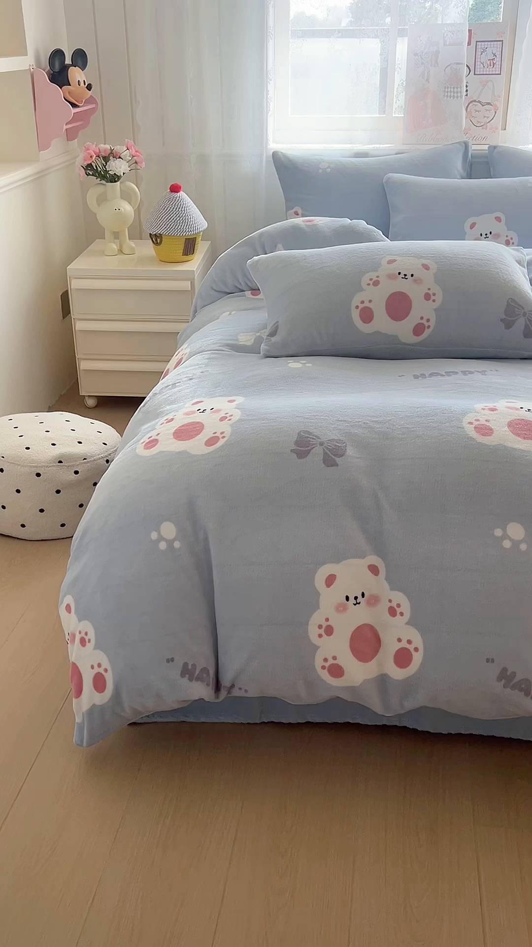 91家纺网 家纺一手货源 找家纺 灿哈家纺 2025新款200g加厚款小清新牛奶绒印花四件套