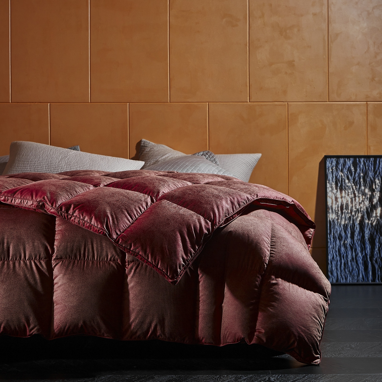 91家纺网 家纺一手货源 找家纺 暖羽屋羽绒馆 2025新款95白鹅绒被芯 婚庆鹅绒被子 结婚喜被 双人2米大红冬被 繁星 红 B面