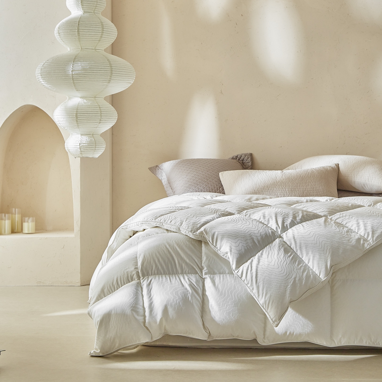 91家纺网 家纺一手货源 找家纺 （总）暖羽屋羽绒馆 2025新款威利斯 鹅绒丝被芯 95白鹅绒羽毛被子 双人加厚冬被 春秋被