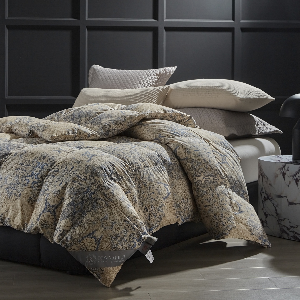 91家纺网 家纺一手货源 找家纺 暖羽屋羽绒馆 2025新款印花鹅绒丝被芯 白鹅绒羽毛被子 双人加厚冬被 春秋被子2米 千婉