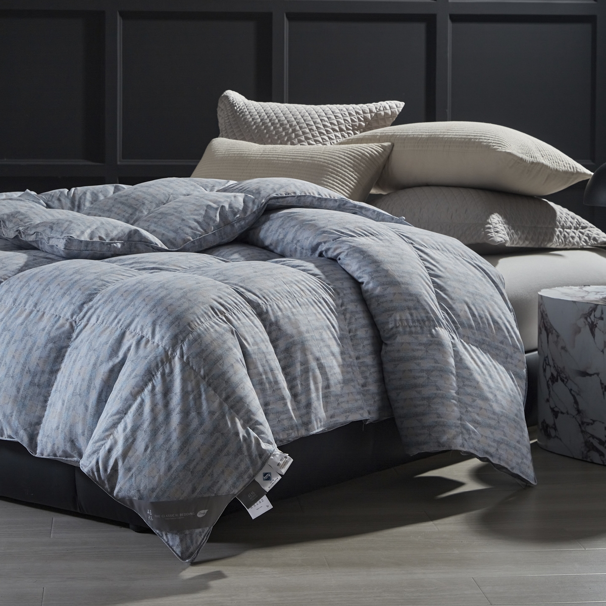 91家纺网 家纺一手货源 找家纺 暖羽屋羽绒馆 2025新款印花鹅绒丝被芯 白鹅绒羽毛被子 双人加厚冬被 春秋被子2米 清风绫