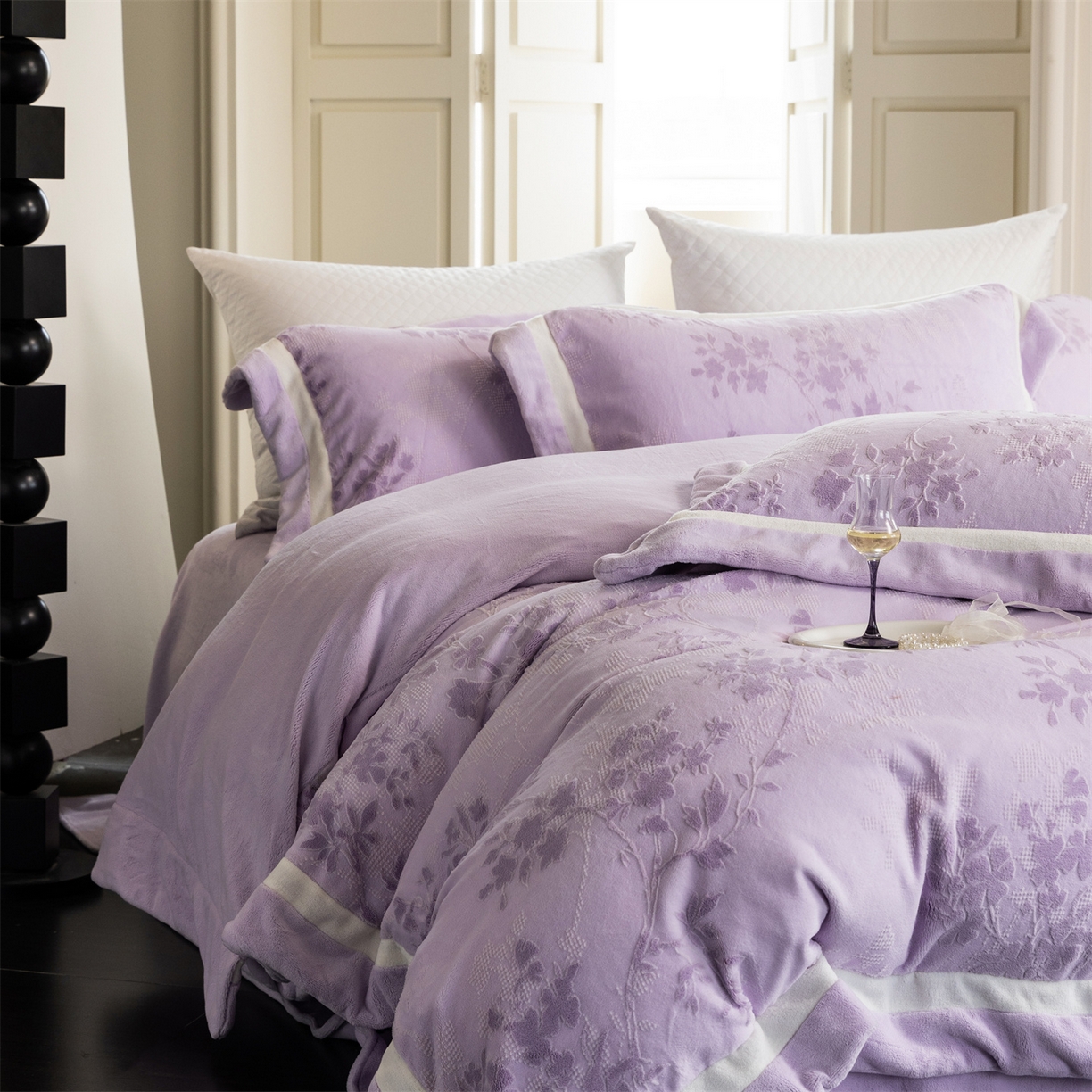 91家纺网 家纺一手货源 找家纺 馨蕊 2025新款秋冬轻奢煦暖绒雕花绒系列四件套-绒澜韵 【券后控价318/338】 绒澜韵-婉若紫