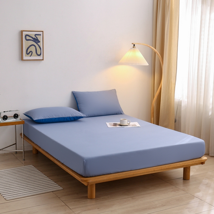 91家纺网 家纺一手货源 找家纺 啊雅家居 2025（外贸）新款简约单人床笠双人床笠水洗磨毛床笠跨境电商 浅蓝灰