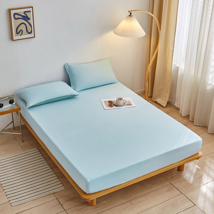 91家纺网 家纺一手货源 找家纺 啊雅家居 2025（外贸）新款简约单人床笠双人床笠水洗磨毛床笠跨境电商 水绿