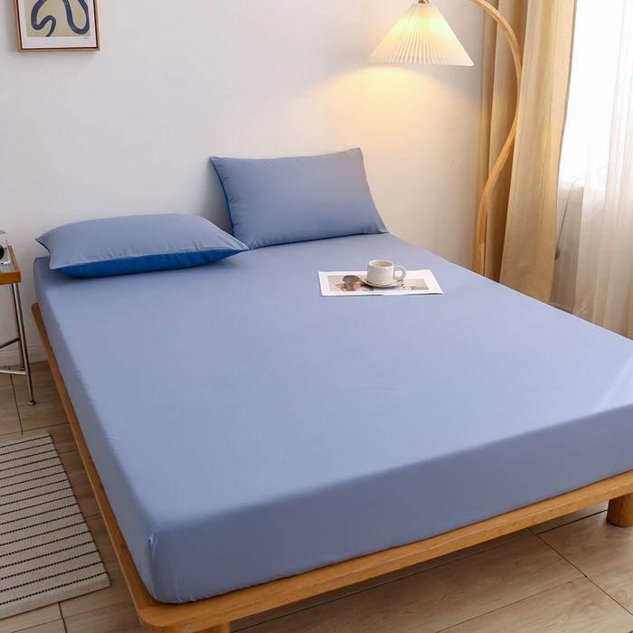 91家纺网 家纺一手货源 找家纺 啊雅家居 2025（外贸）新款简约单人床笠双人床笠水洗磨毛床笠跨境电商 浅蓝灰