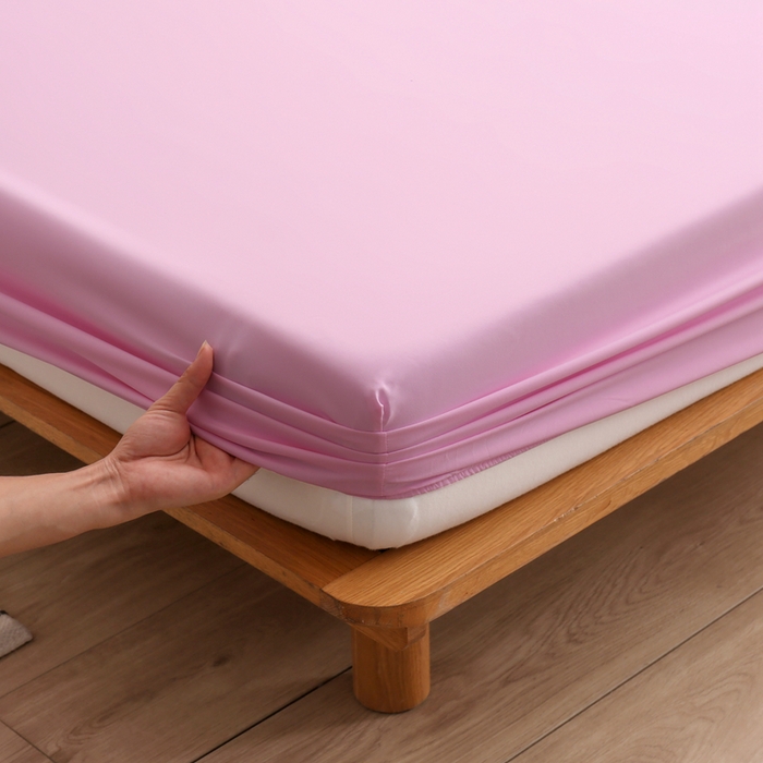 91家纺网 家纺一手货源 找家纺 啊雅家居 2025（外贸）新款简约单人床笠双人床笠水洗磨毛床笠跨境电商 粉色