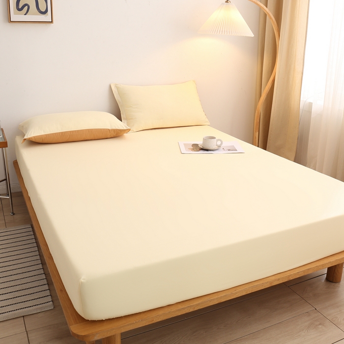 91家纺网 家纺一手货源 找家纺 啊雅家居 2025（外贸）新款简约单人床笠双人床笠水洗磨毛床笠跨境电商 梦幻黄